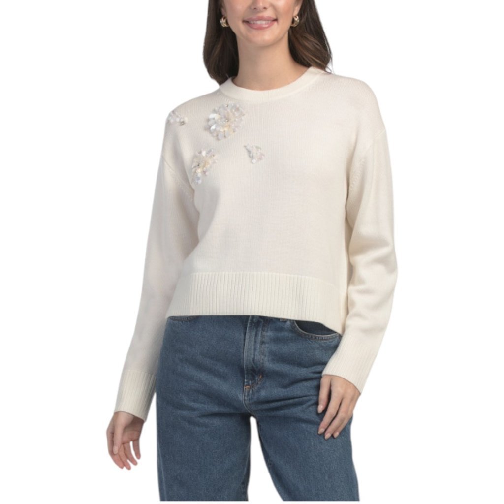 Tanya Taylor Wool Lexia Embellished Sweater